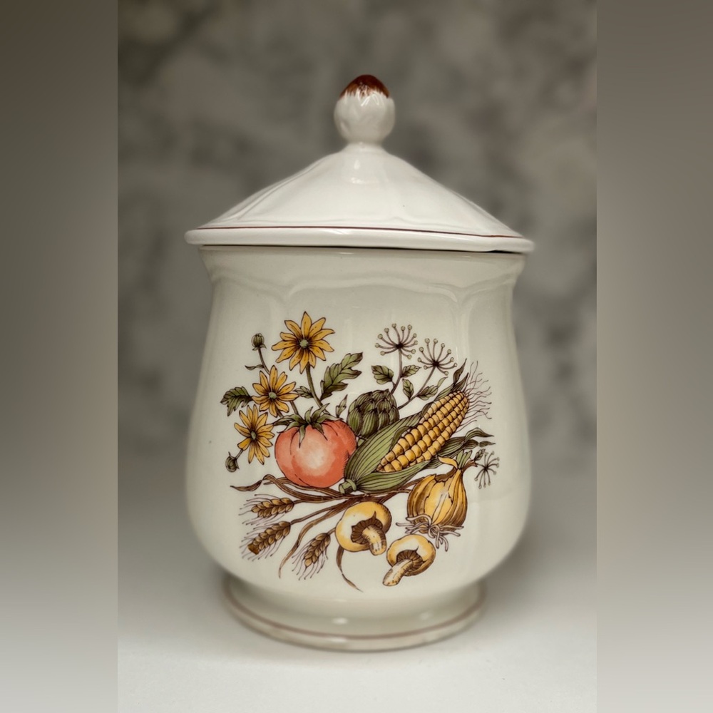 Vintage Ceramic Vegetable Kitchen Storage Jar with Lid | Farmhouse Decor